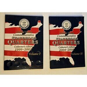 1999 - 2008 US Commemorative Statehood Quarters Collectors Albums V1 & V2 EMPTY